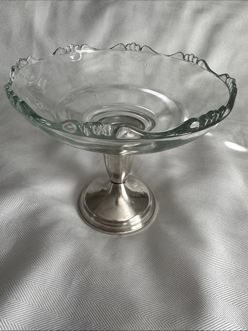 Raimond Clear Glass Pedestal Compote with Silver Base